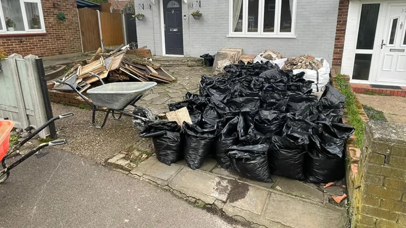 rubbish in front of house